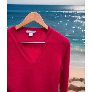 Hayden Cashmere V-Neck Long Sleeve Pullover Sweater Top Red Ladies Size Medium